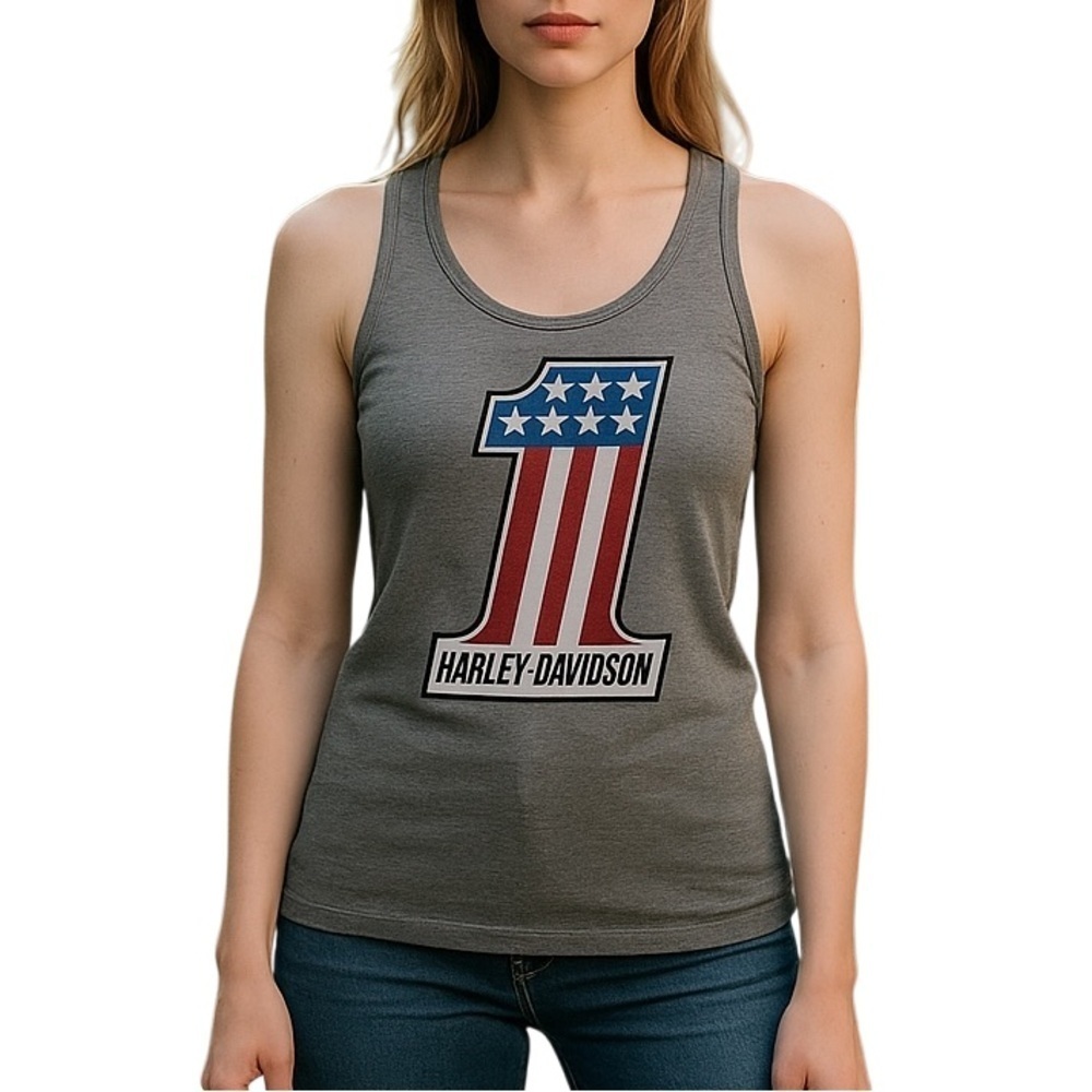 NWT * HARLEY DAVIDSON Women’s Ultra Classic #1 Race Tank  in Grey - Size S